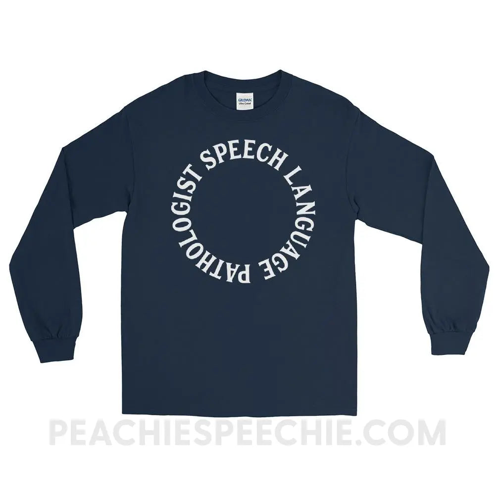 SLP Circle Long Sleeve Tee - Navy / S - T-Shirts & Tops peachiespeechie.com