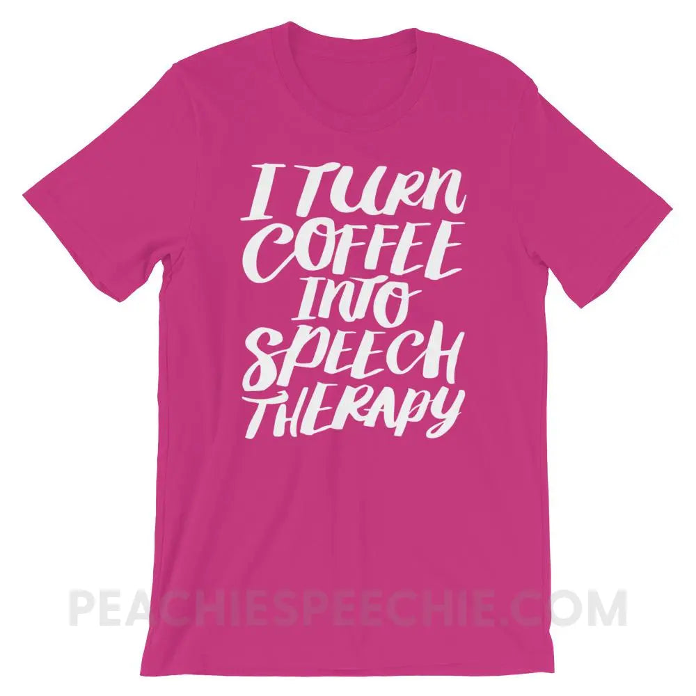 Coffee Into Speech Premium Soft Tee - Berry / S - T-Shirts & Tops peachiespeechie.com
