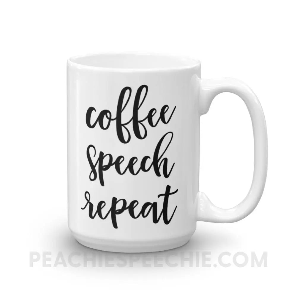 Coffee Speech Repeat Mug - 15oz - Mugs peachiespeechie.com