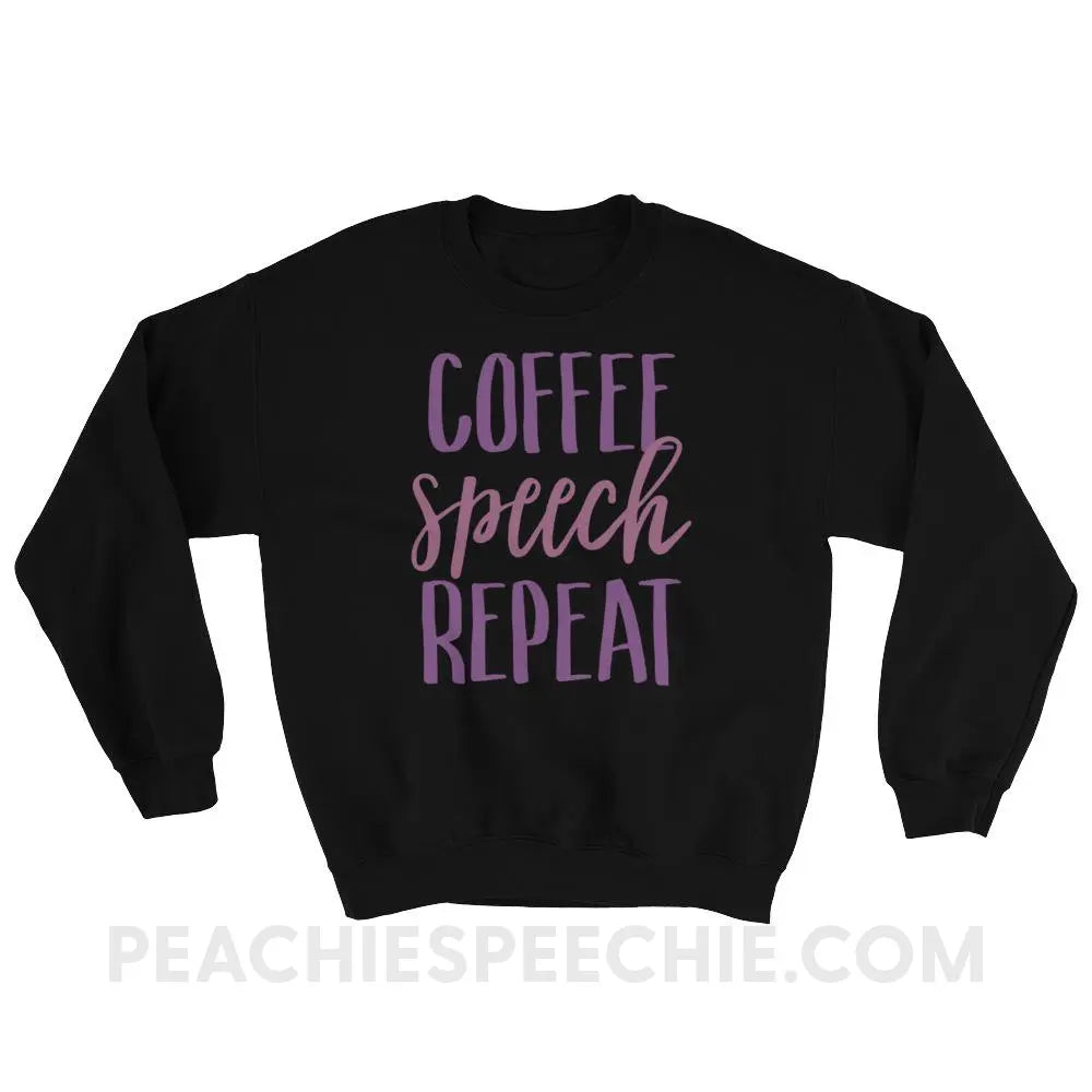 Coffee Speech Repeat Classic Sweatshirt - Black / S Hoodies & Sweatshirts peachiespeechie.com