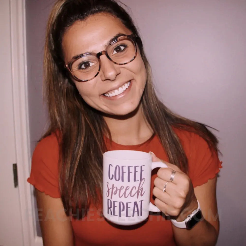 Coffee Speech Repeat Mug - Mugs peachiespeechie.com