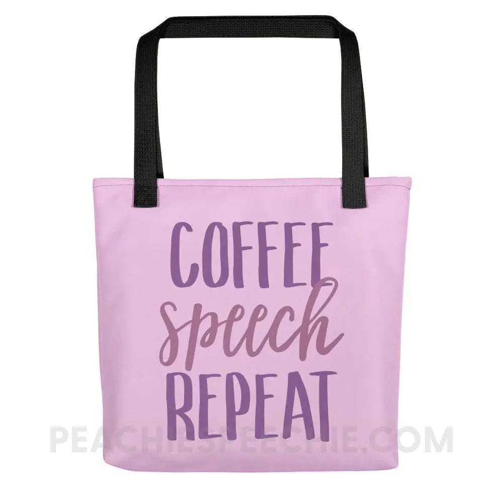 Coffee Speech Repeat Tote Bag - Black Bags peachiespeechie.com