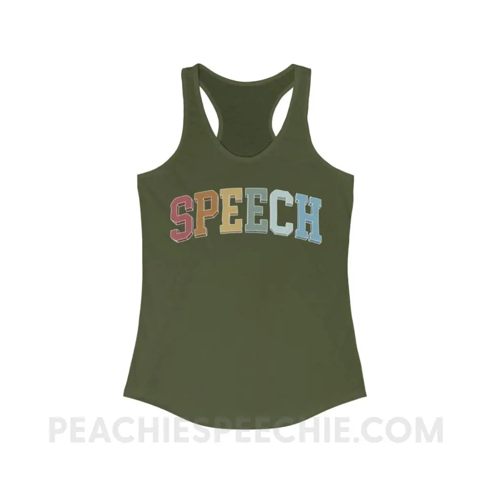 College Style Speech Superfly Racerback - Solid Military Green / XS - Tank Top peachiespeechie.com
