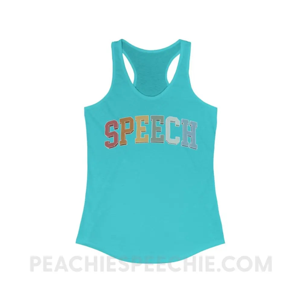 College Style Speech Superfly Racerback - Solid Tahiti Blue / XS - Tank Top peachiespeechie.com