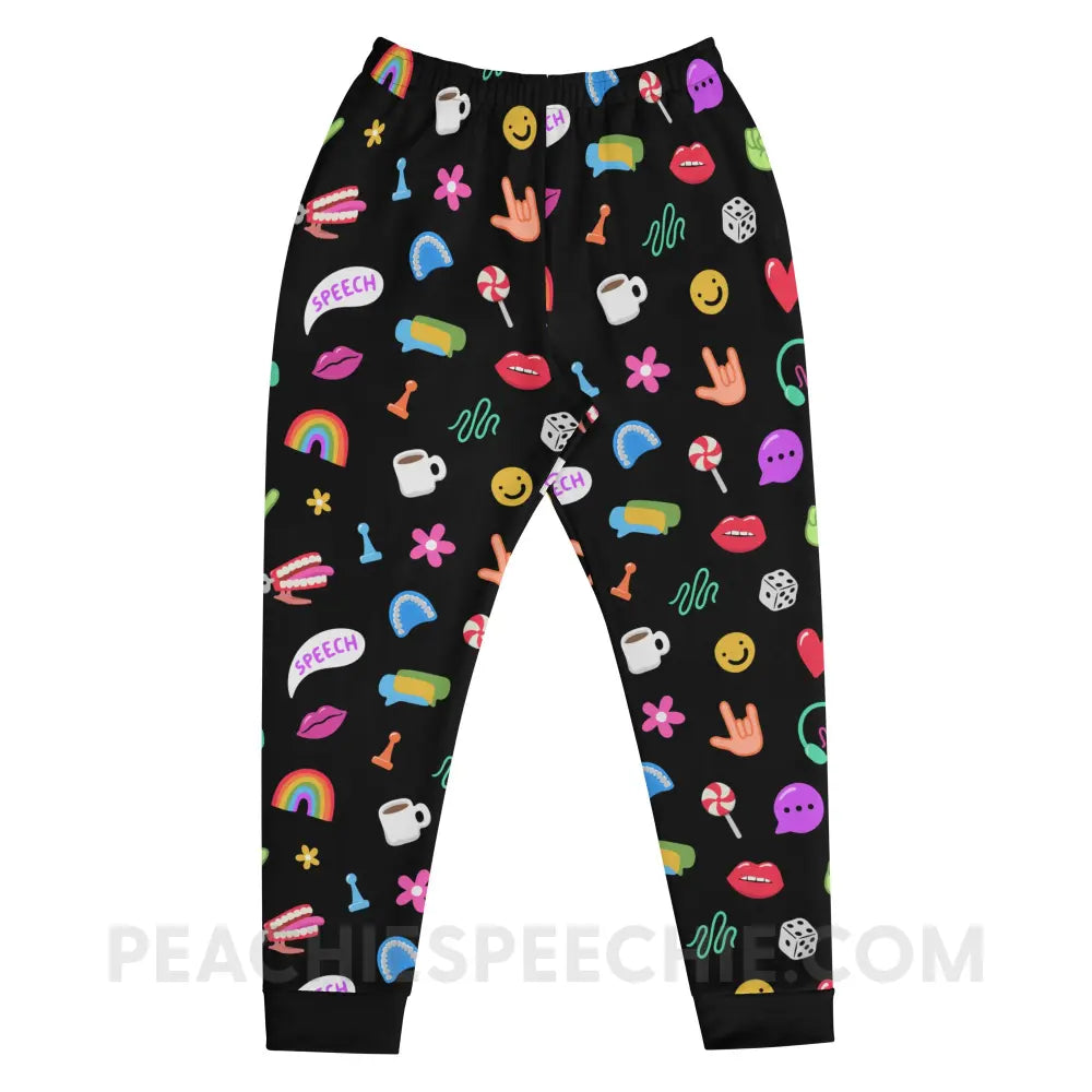 Color Pop Speech Pattern Comfy Joggers - Black / XS - peachiespeechie.com