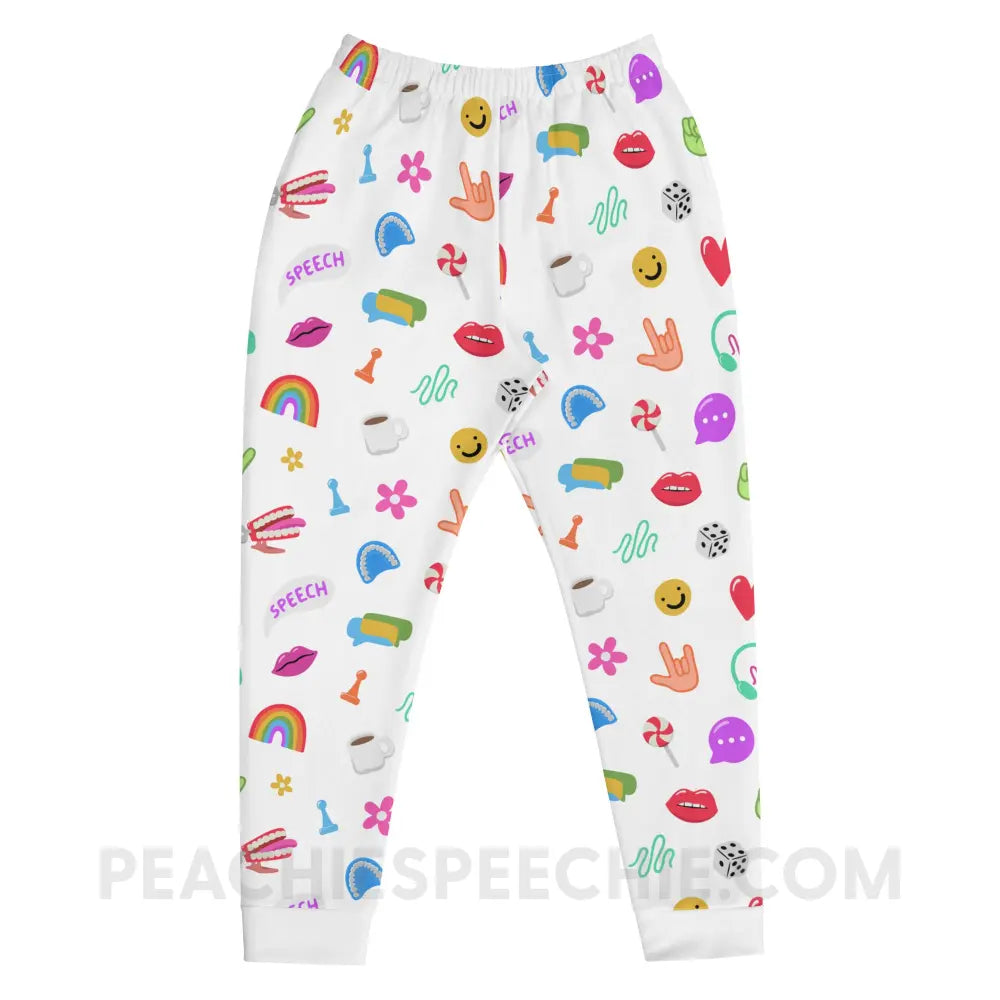 Color Pop Speech Pattern Comfy Joggers - White / XS - peachiespeechie.com