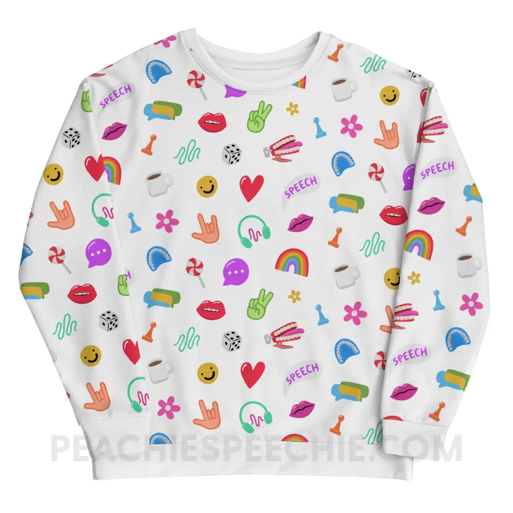 Color Pop Speech Pattern Comfy Sweatshirt - White / 2XS - peachiespeechie.com