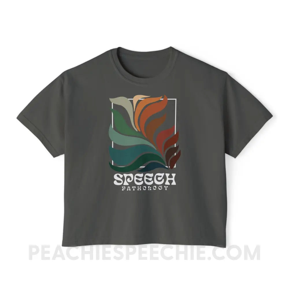 Colorful Bloom Speech Pathology Comfort Colors Boxy Tee - Pepper / L - T-Shirt peachiespeechie.com