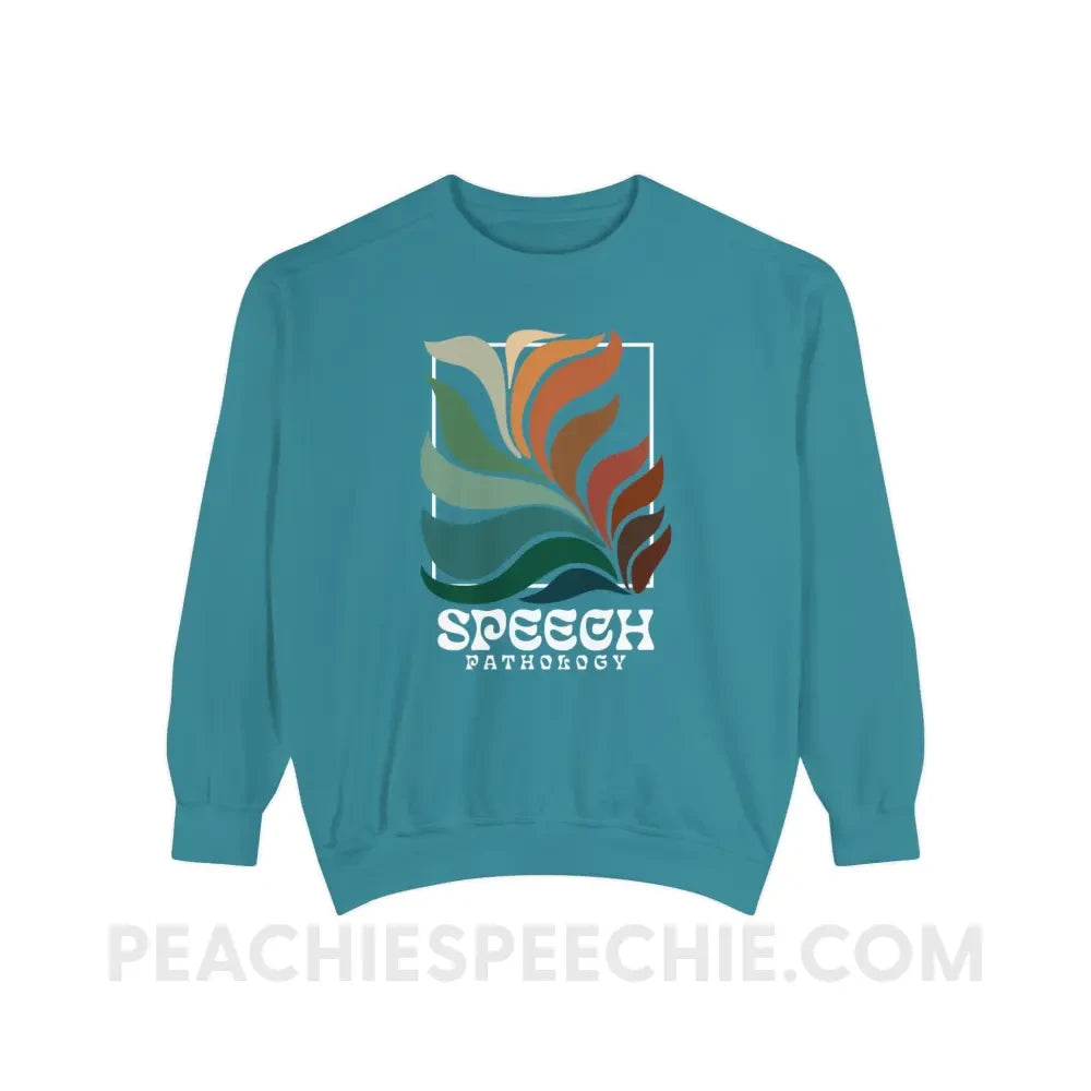 Colorful Bloom Speech Pathology Comfort Colors Crewneck - Topaz Blue / 3XL - Sweatshirt peachiespeechie.com