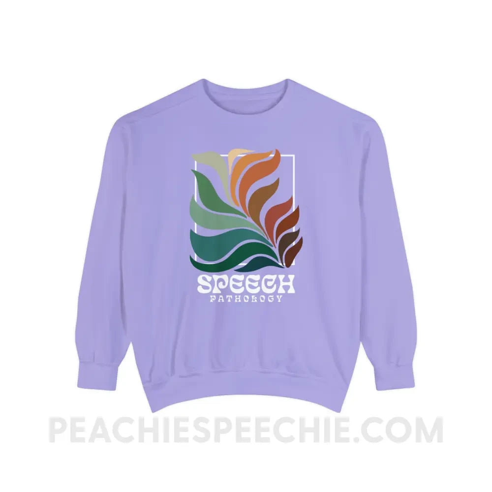 Colorful Bloom Speech Pathology Comfort Colors Crewneck - Violet / S - Sweatshirt peachiespeechie.com