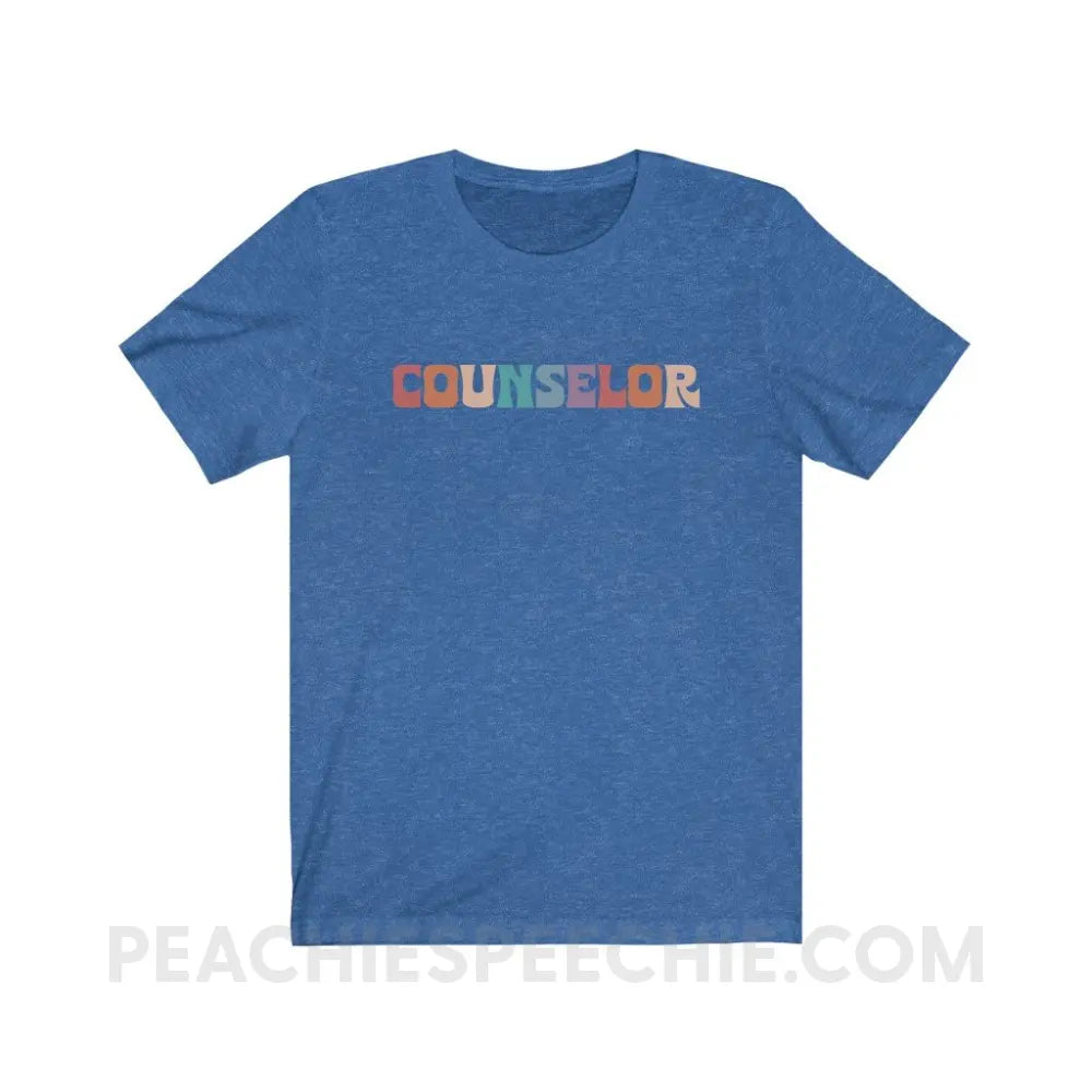 Colorful Counselor Premium Soft Tee - Heather True Royal / S - T-Shirt peachiespeechie.com