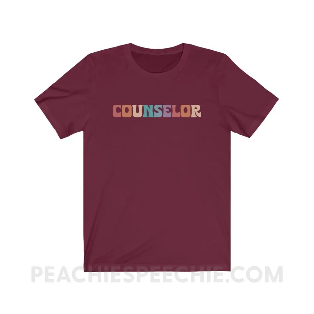 Colorful Counselor Premium Soft Tee - Maroon / S - T-Shirt peachiespeechie.com