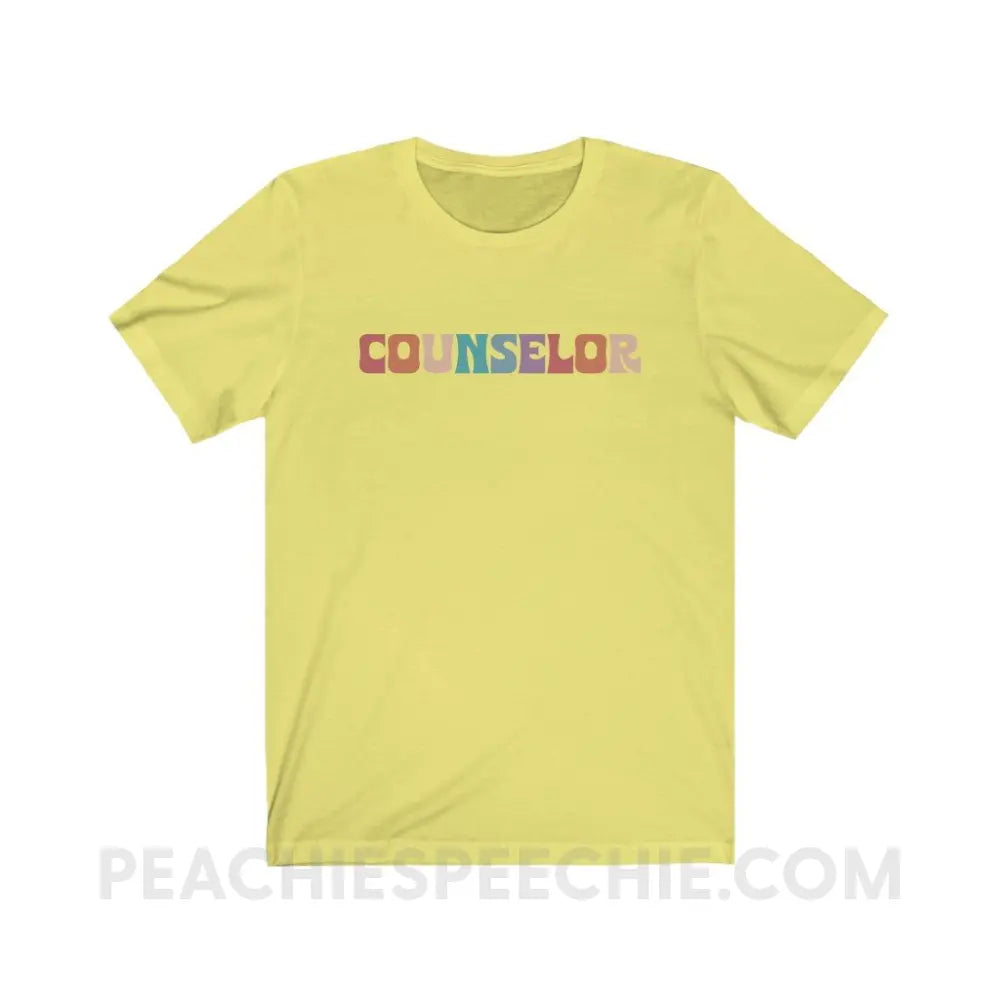Colorful Counselor Premium Soft Tee - Yellow / S - T-Shirt peachiespeechie.com