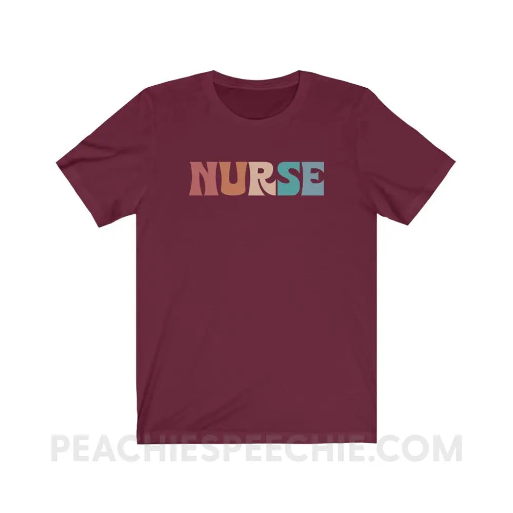 Colorful Nurse Premium Soft Tee - Maroon / S - T-Shirt peachiespeechie.com