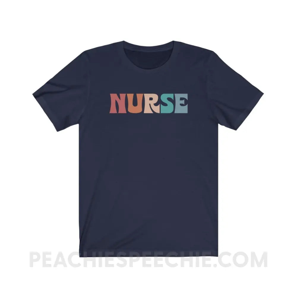 Colorful Nurse Premium Soft Tee - Navy / S - T-Shirt peachiespeechie.com