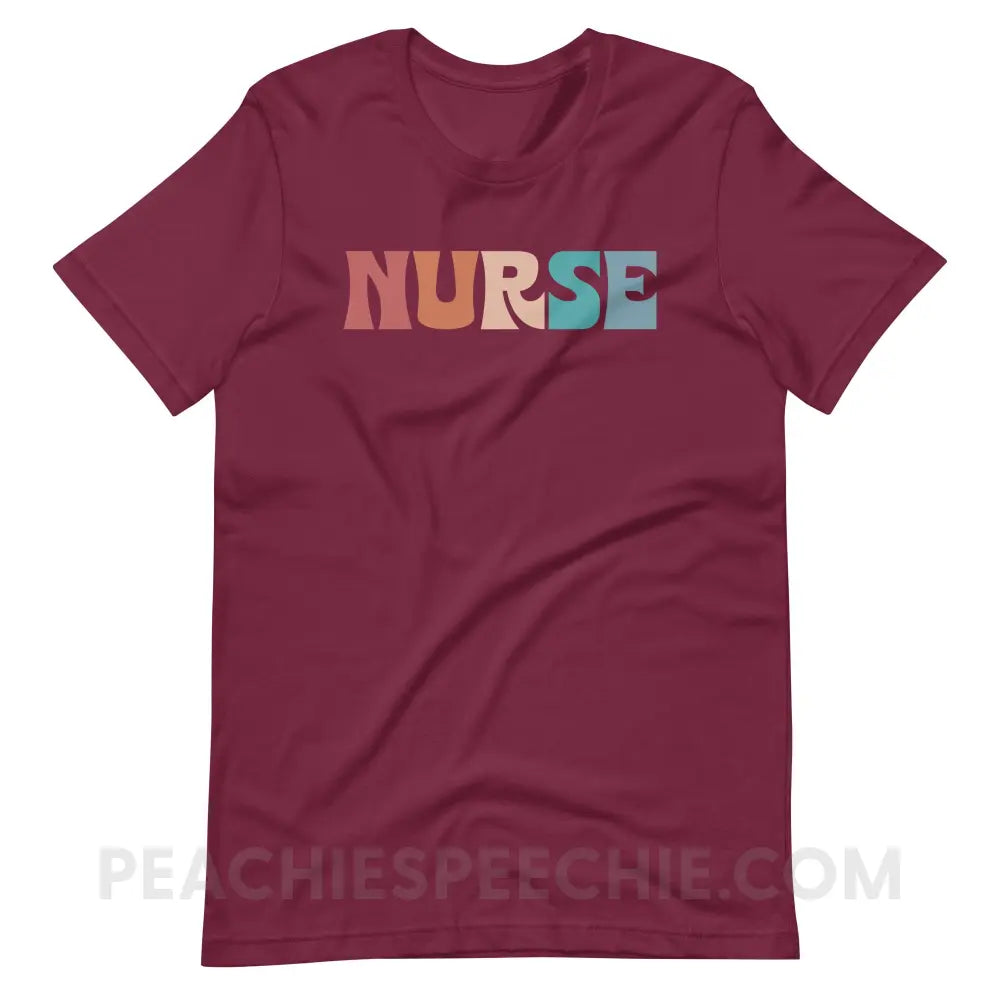 Colorful Nurse Premium Soft Tee - Maroon / S - T-Shirt peachiespeechie.com