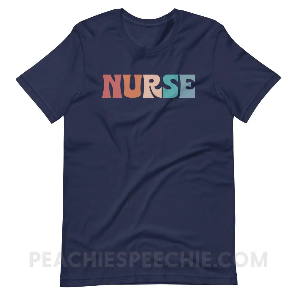 Colorful Nurse Premium Soft Tee - Navy / S - T-Shirt peachiespeechie.com