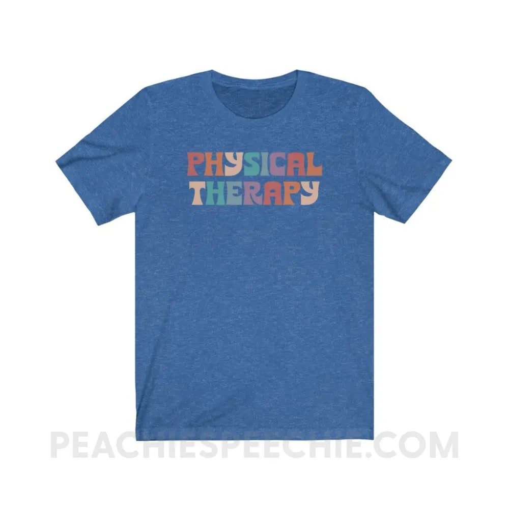 Colorful Physical Therapy Premium Soft Tee - Heather True Royal / S - T-Shirt peachiespeechie.com