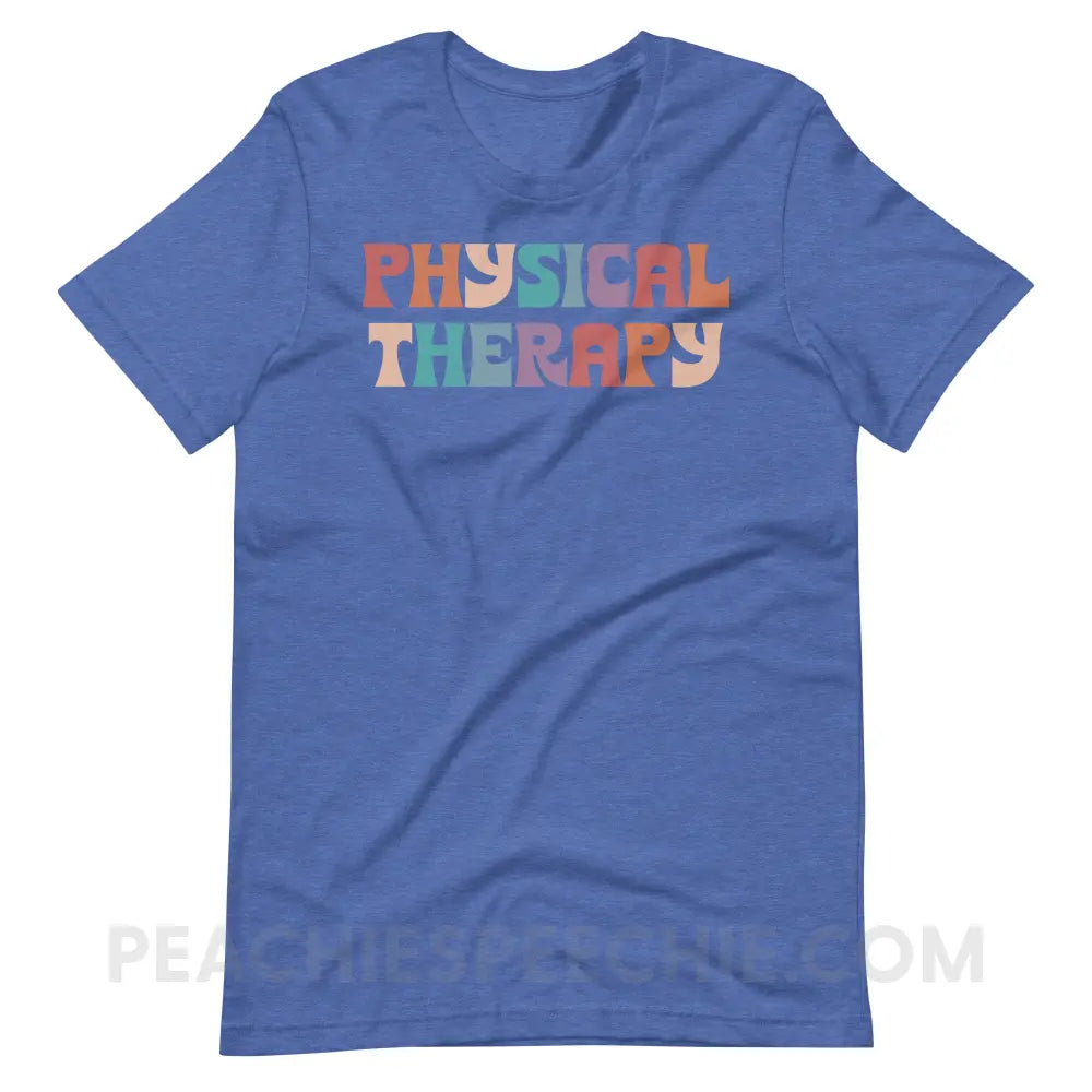 Colorful Physical Therapy Premium Soft Tee - Heather True Royal / S - T-Shirt peachiespeechie.com