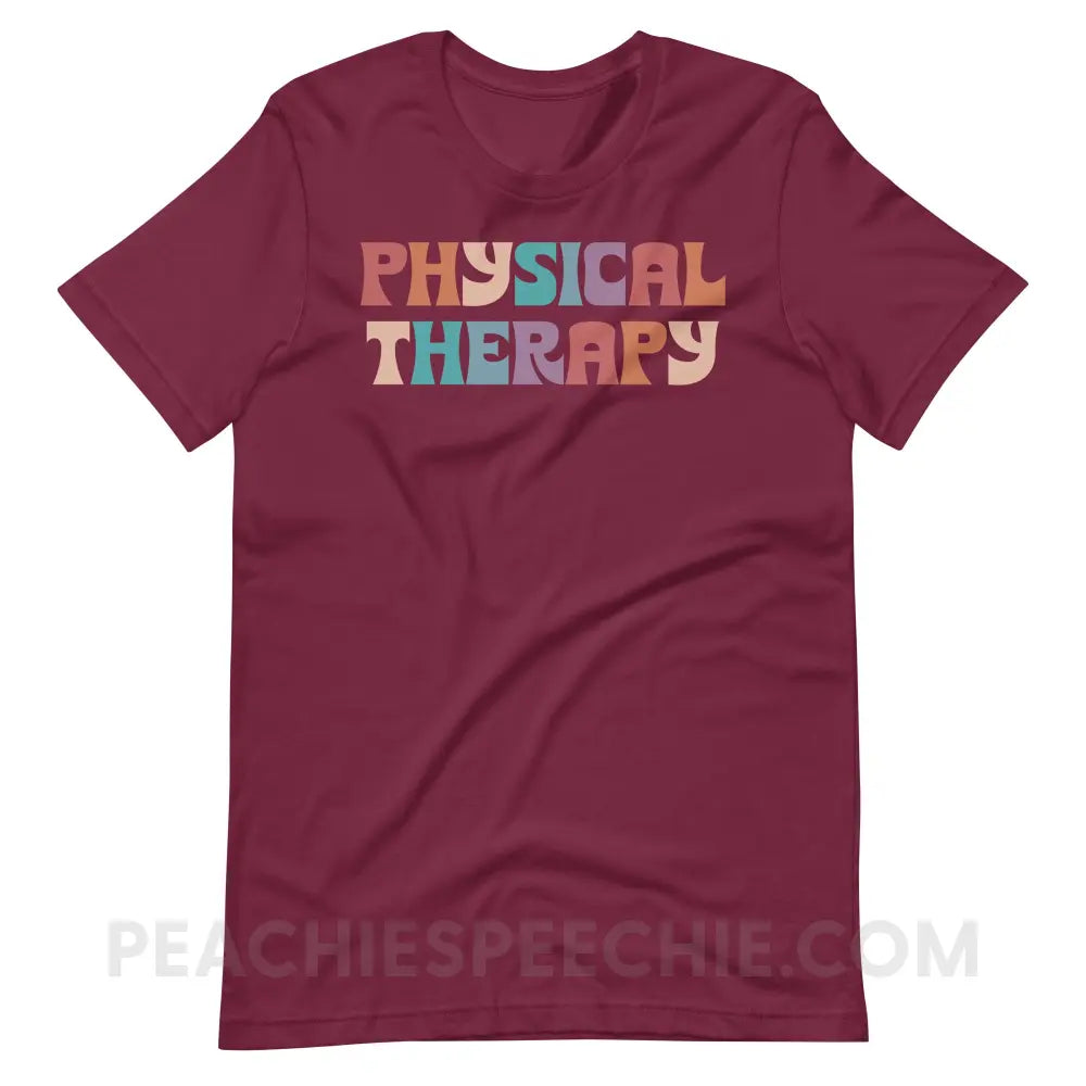 Colorful Physical Therapy Premium Soft Tee - Maroon / S - T-Shirt peachiespeechie.com