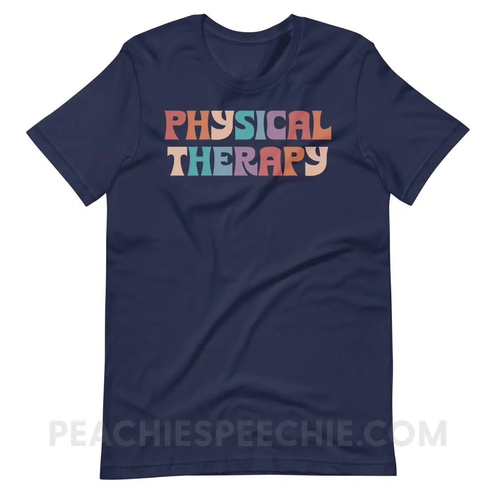 Colorful Physical Therapy Premium Soft Tee - Navy / S - T-Shirt peachiespeechie.com