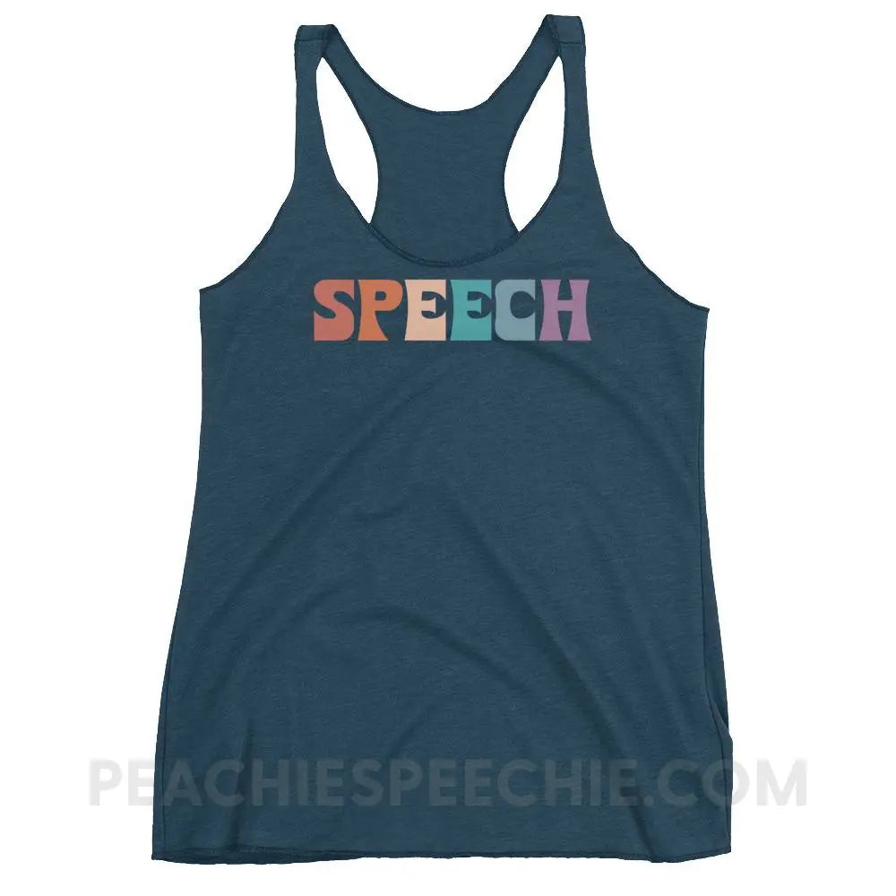 Colorful Speech Tri-Blend Racerback - Indigo / XS - Tank Tops peachiespeechie.com