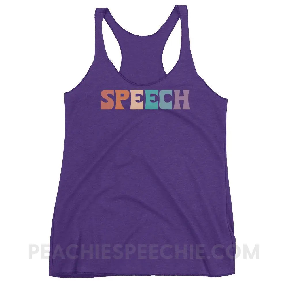 Colorful Speech Tri-Blend Racerback - Purple Rush / XS - Tank Tops peachiespeechie.com