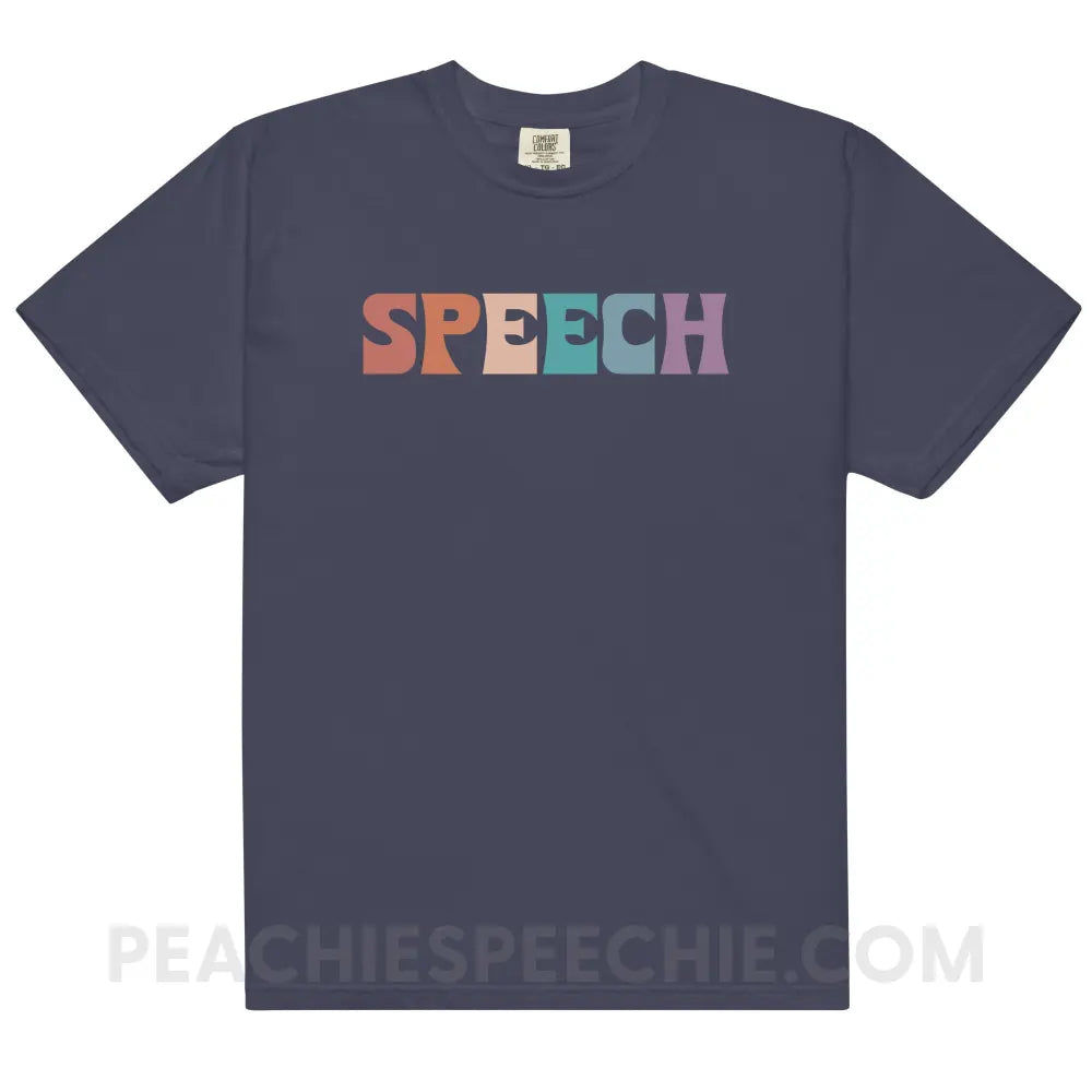 Colorful Speech Comfort Colors Tee - True Navy / S peachiespeechie.com