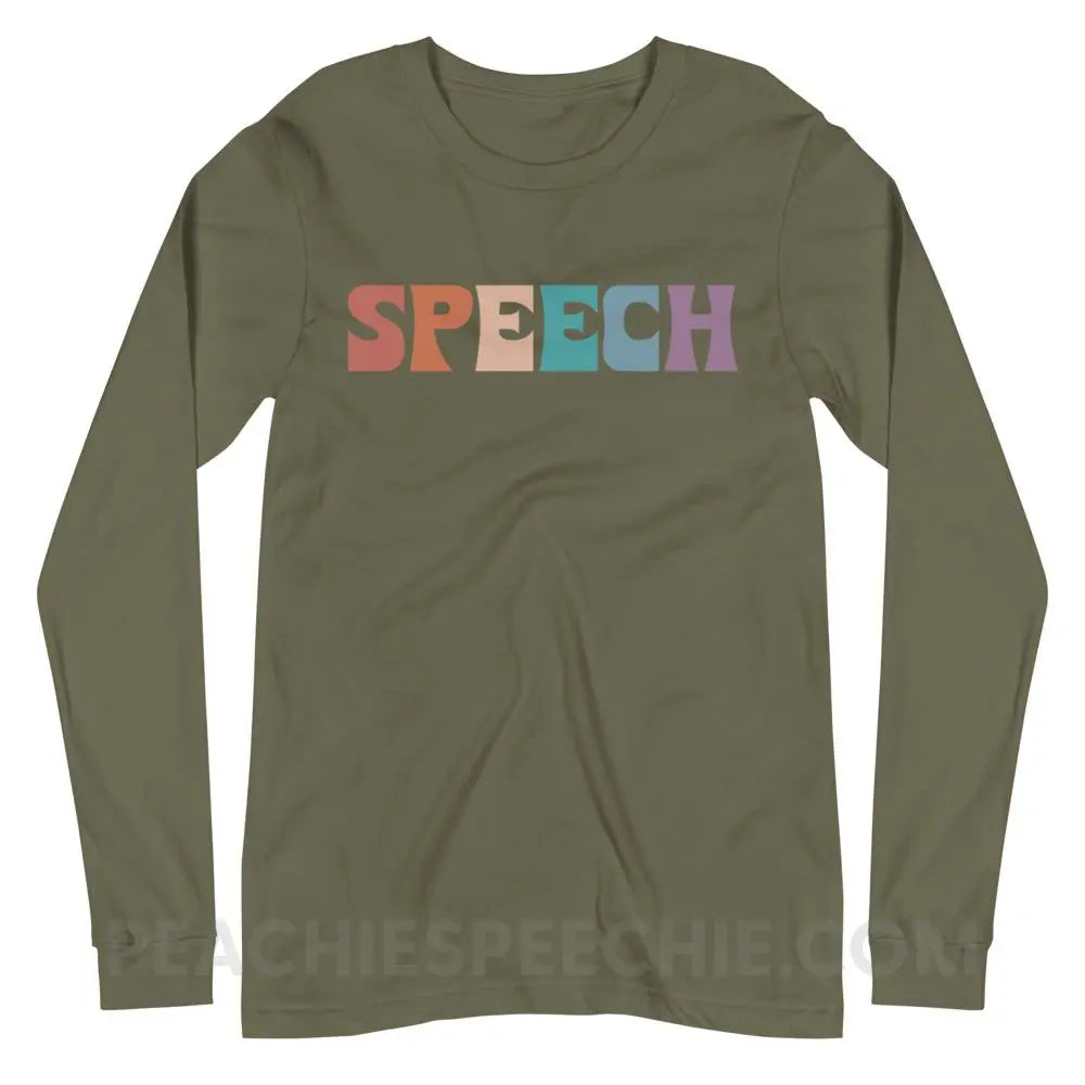 Colorful Speech Premium Long Sleeve - Military Green / XS - peachiespeechie.com