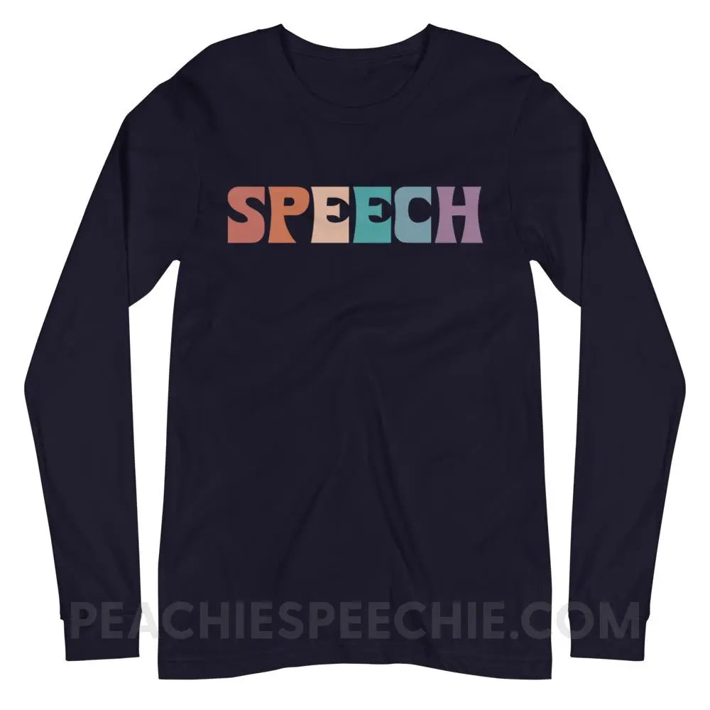 Colorful Speech Premium Long Sleeve - Navy / XS - peachiespeechie.com