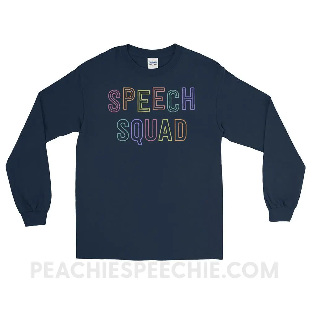 Colorful Speech Squad Long Sleeve Tee - Navy / S - T-Shirts & Tops peachiespeechie.com
