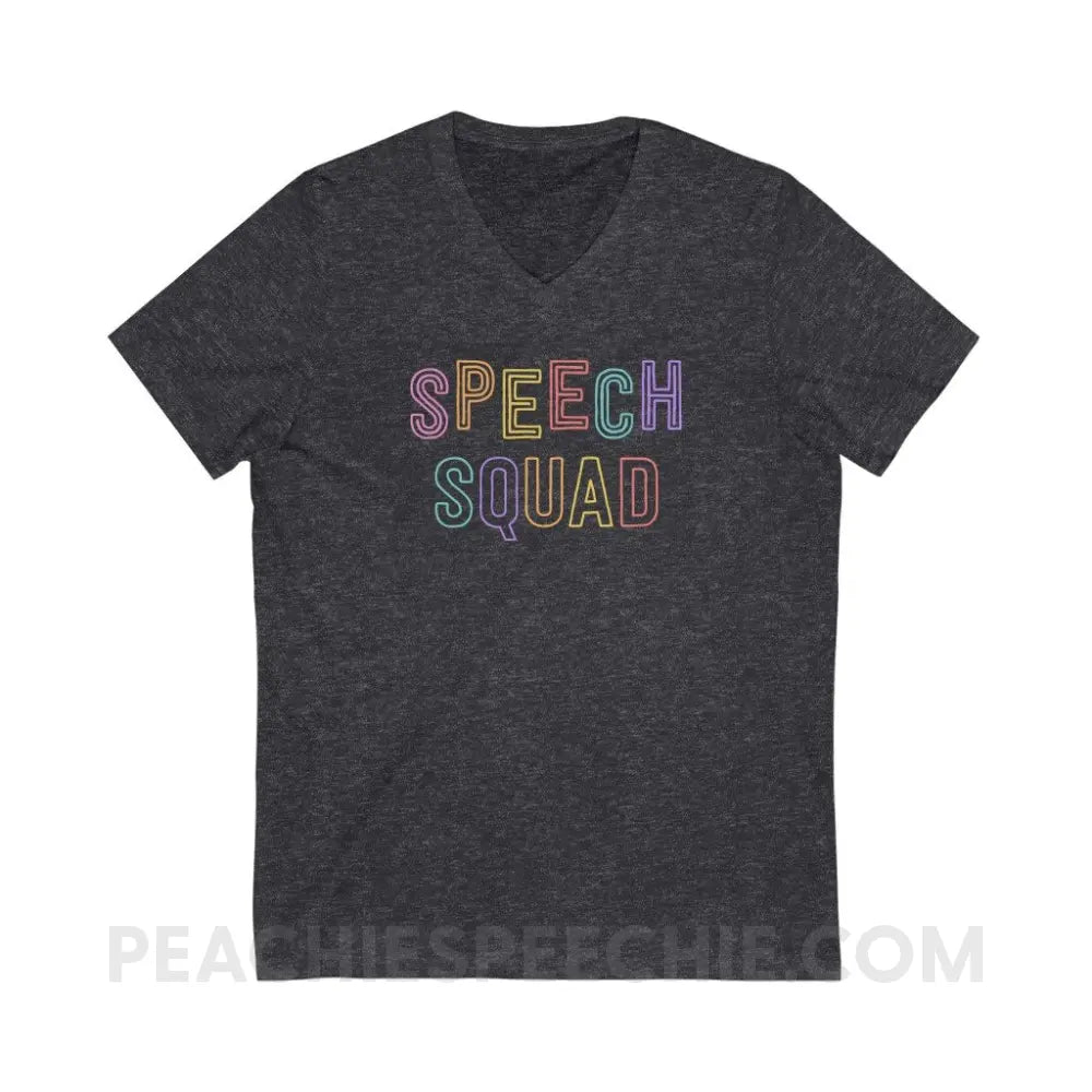 Colorful Speech Squad Soft V-Neck - Dark Grey Heather / S - V-neck peachiespeechie.com