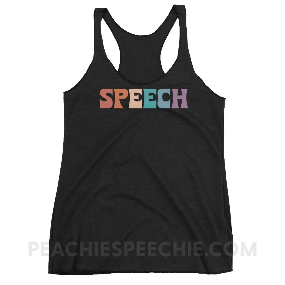 Colorful Speech Tri-Blend Racerback - Vintage Black / XS - Tank Tops peachiespeechie.com