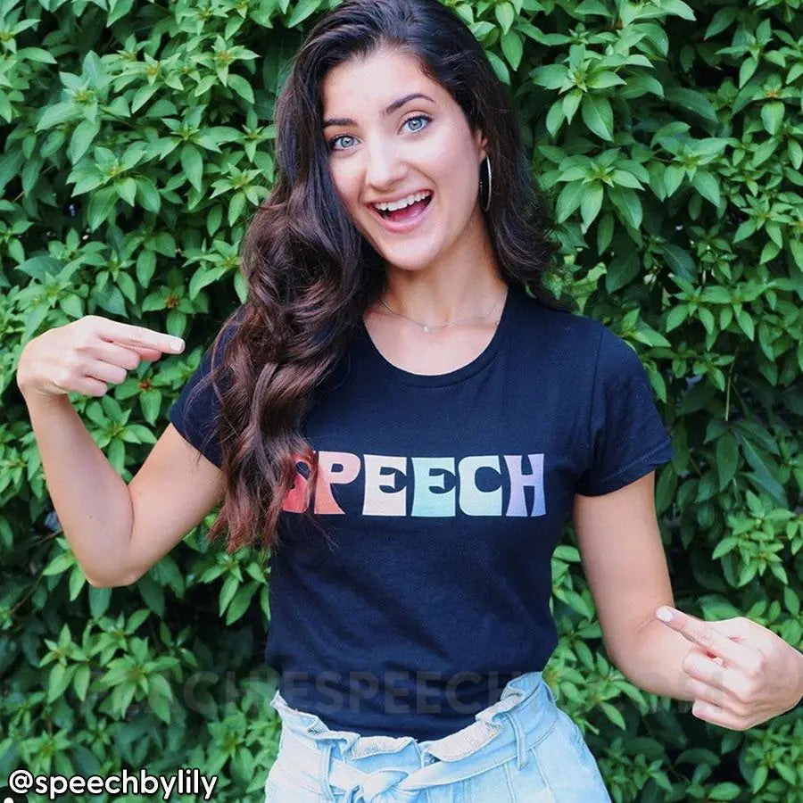 Colorful Speech Women’s Trendy Tee - Black / S - T-Shirts & Tops peachiespeechie.com