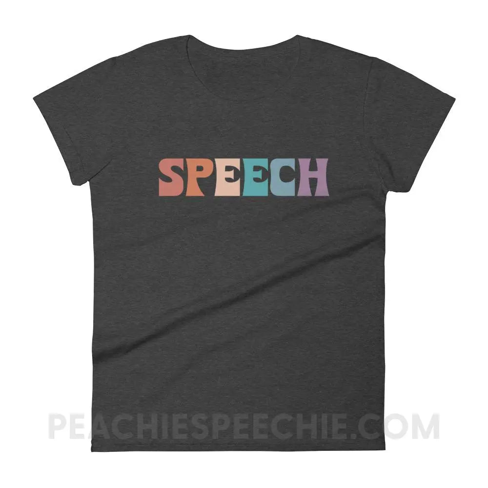 Colorful Speech Women’s Trendy Tee - Heather Dark Grey / S - T-Shirts & Tops peachiespeechie.com