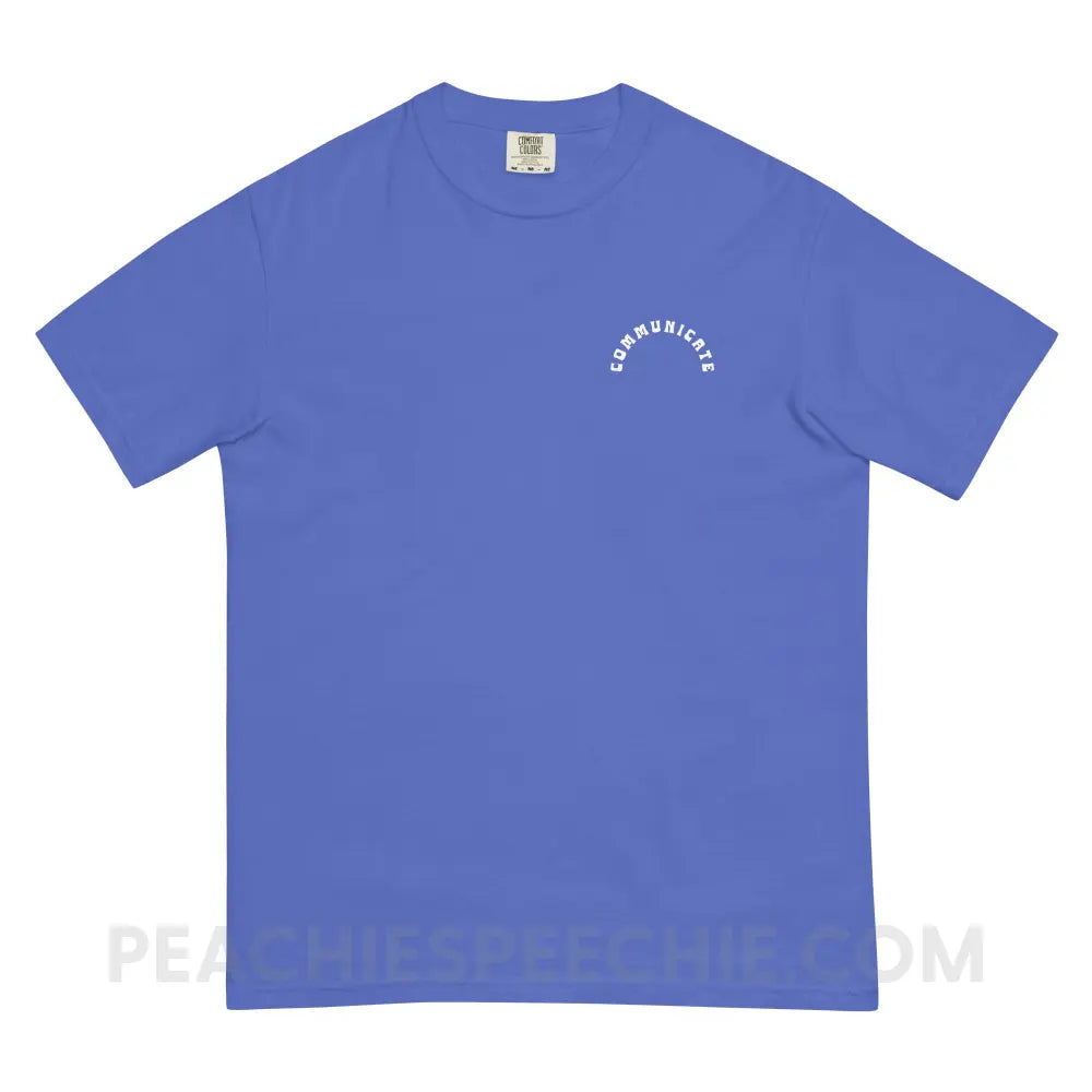 Communicate Arch Comfort Colors Tee - Flo Blue / S - T-Shirt peachiespeechie.com