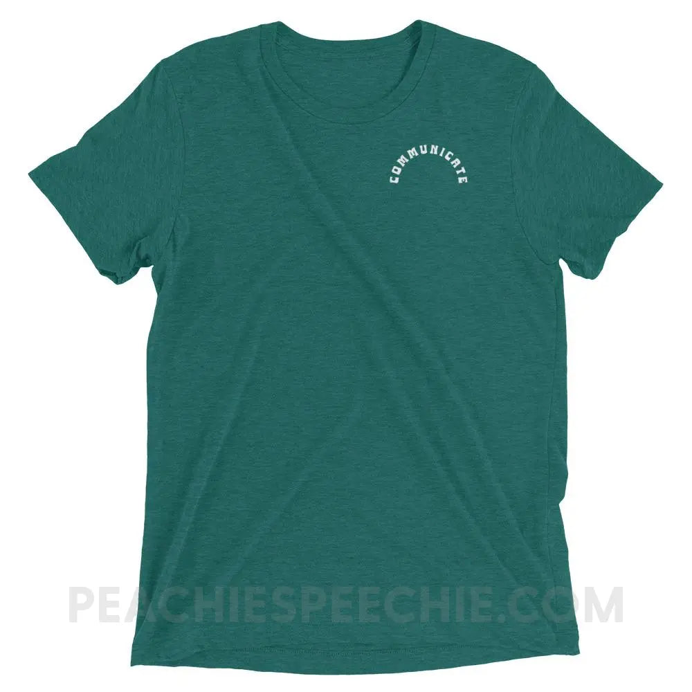 Communicate Arch Tri-Blend Tee - Teal Triblend / XS - peachiespeechie.com