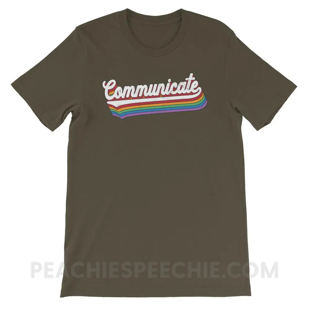Communicate Premium Soft Tee - Army / S T-Shirts & Tops peachiespeechie.com
