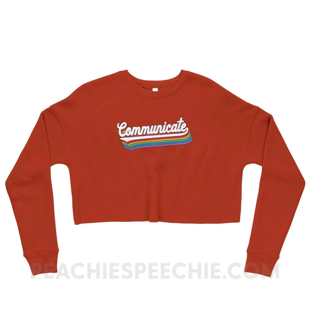 Communicate Soft Crop Sweatshirt - Brick / S - Hoodies & Sweatshirts peachiespeechie.com