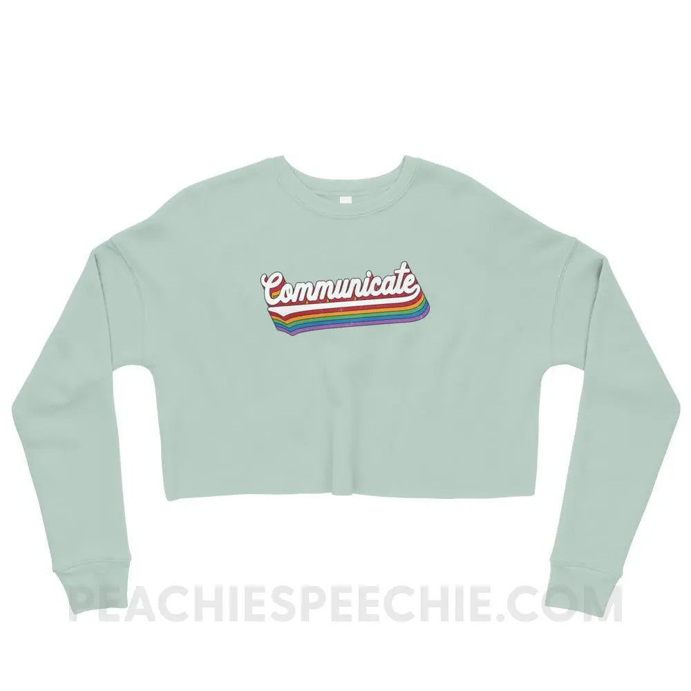 Communicate Soft Crop Sweatshirt - Dusty Blue / S - Hoodies & Sweatshirts peachiespeechie.com