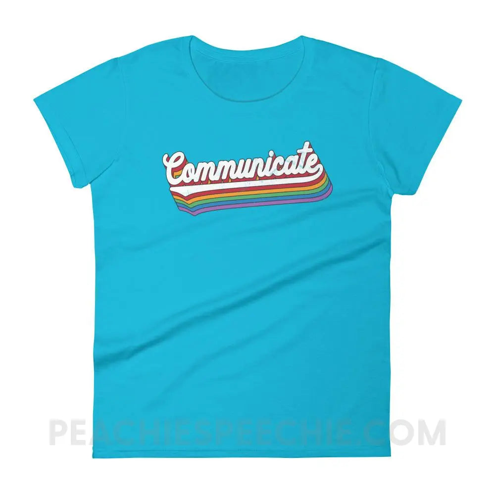 Communicate Women’s Trendy Tee - Caribbean Blue / S T-Shirts & Tops peachiespeechie.com