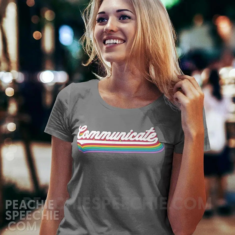 Communicate Women’s Trendy Tee - Heather Grey / S T-Shirts & Tops peachiespeechie.com