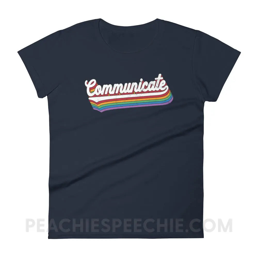 Communicate Women’s Trendy Tee - Navy / S T-Shirts & Tops peachiespeechie.com