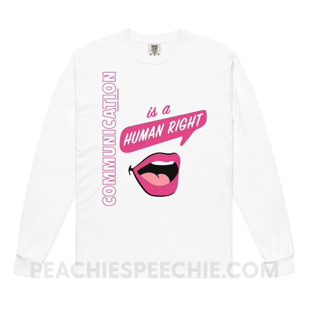 Communication Is A Human Right Comfort Colors Long Sleeve - White / S - peachiespeechie.com