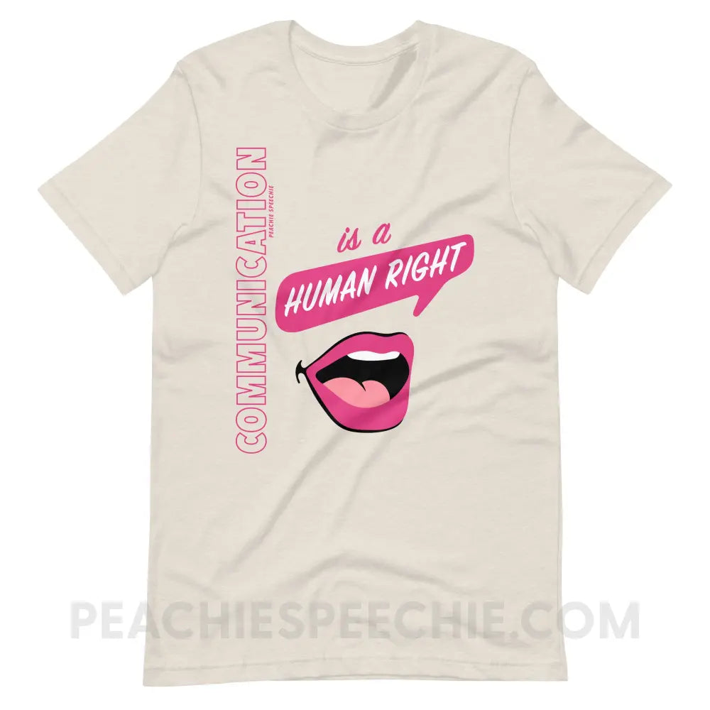 Communication Is A Human Right Premium Soft Tee - Heather Dust / S - peachiespeechie.com