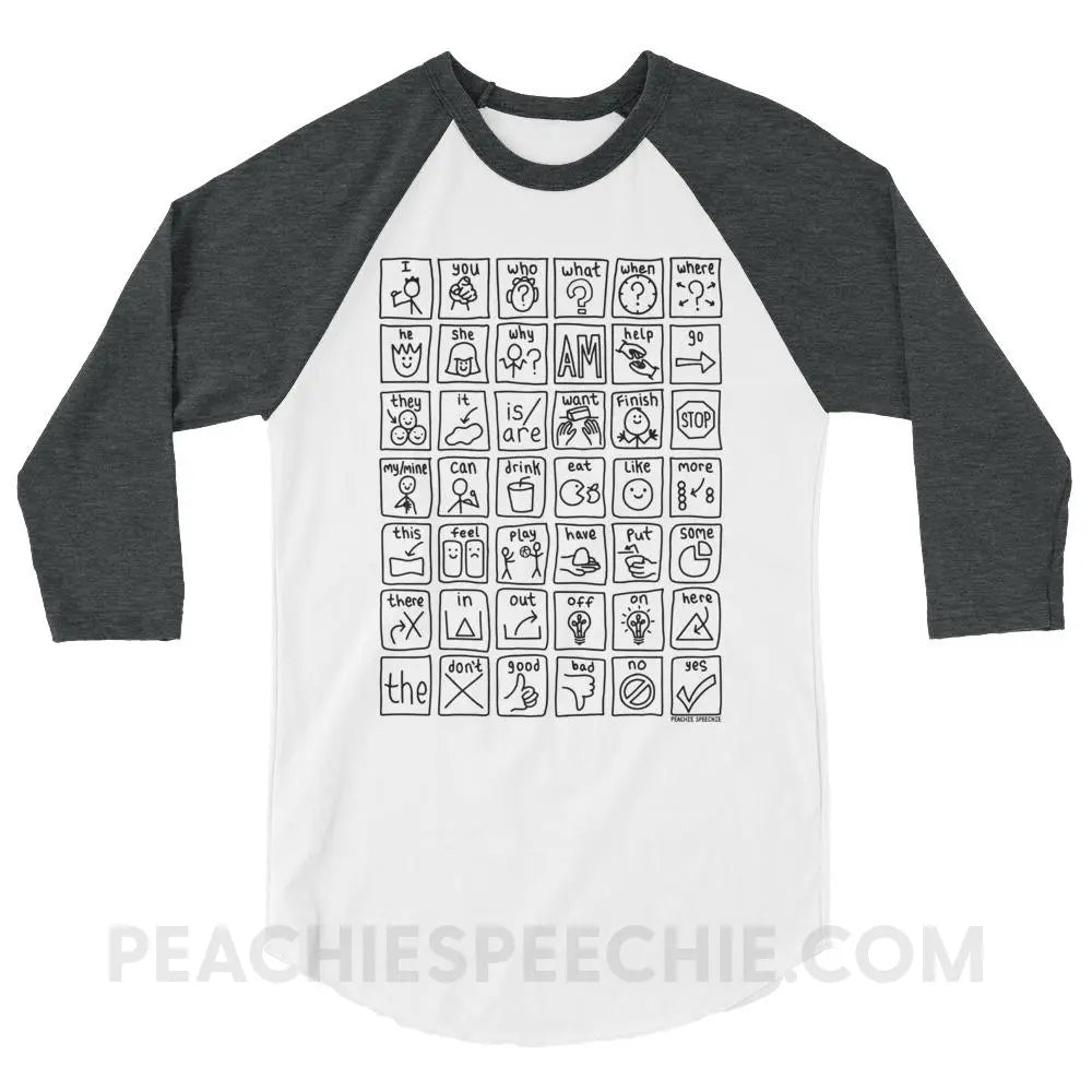 Core Board Baseball Tee - White/Heather Charcoal / XS - T-Shirts & Tops peachiespeechie.com