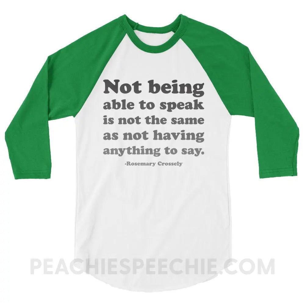 Crossely Quote Baseball Tee - White/Kelly / XS T-Shirts & Tops peachiespeechie.com