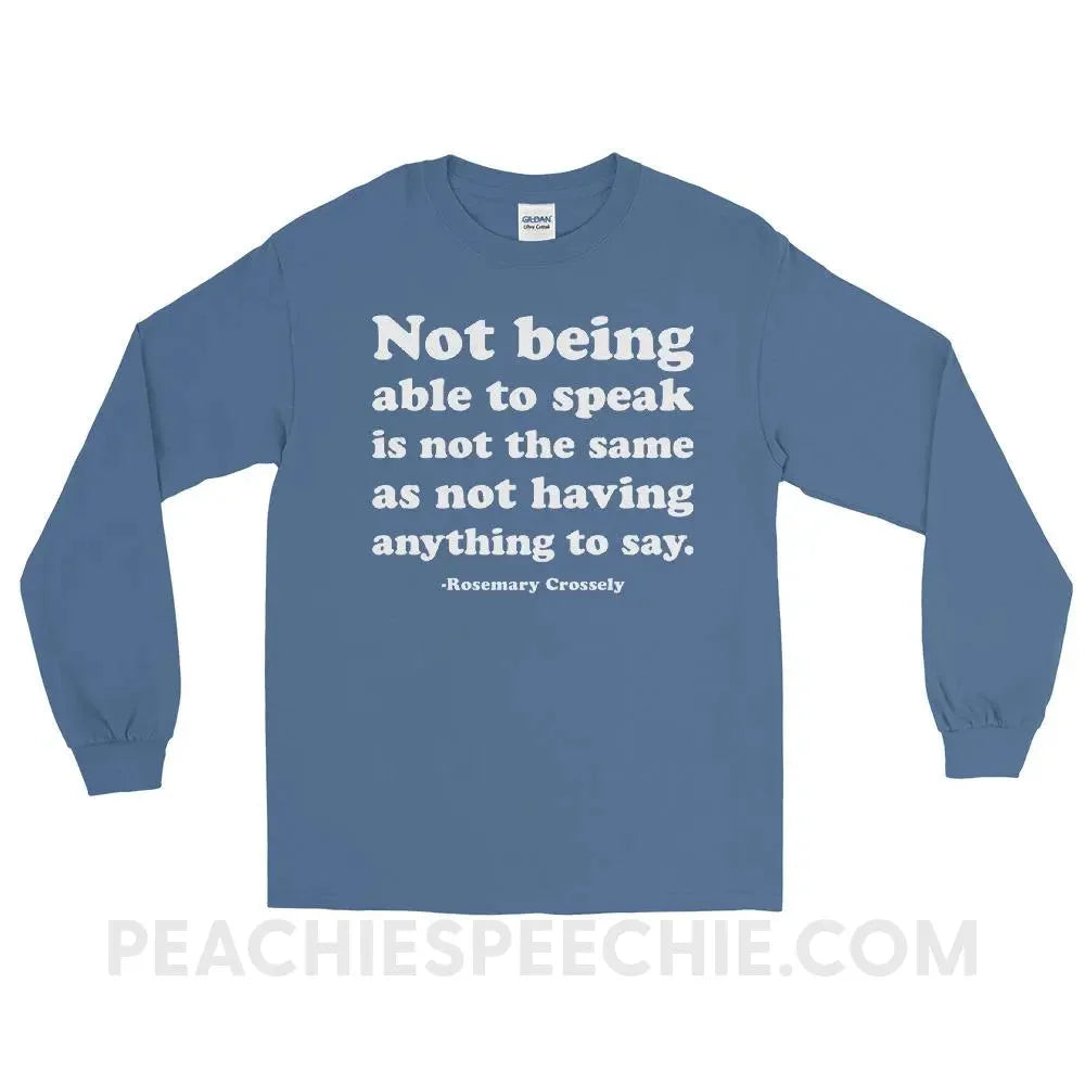 Crossely Quote Long Sleeve Tee - Indigo Blue / S - T-Shirts & Tops peachiespeechie.com