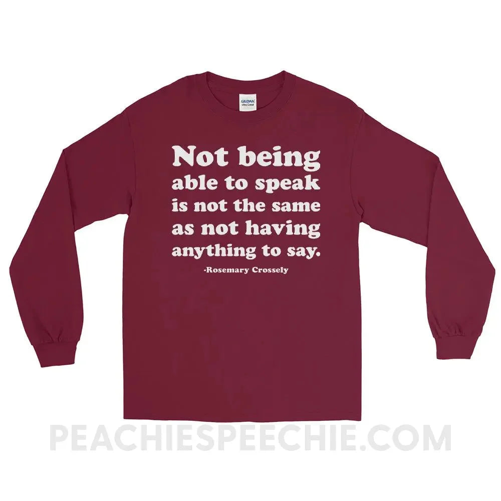 Crossely Quote Long Sleeve Tee - Maroon / S T - Shirts & Tops peachiespeechie.com