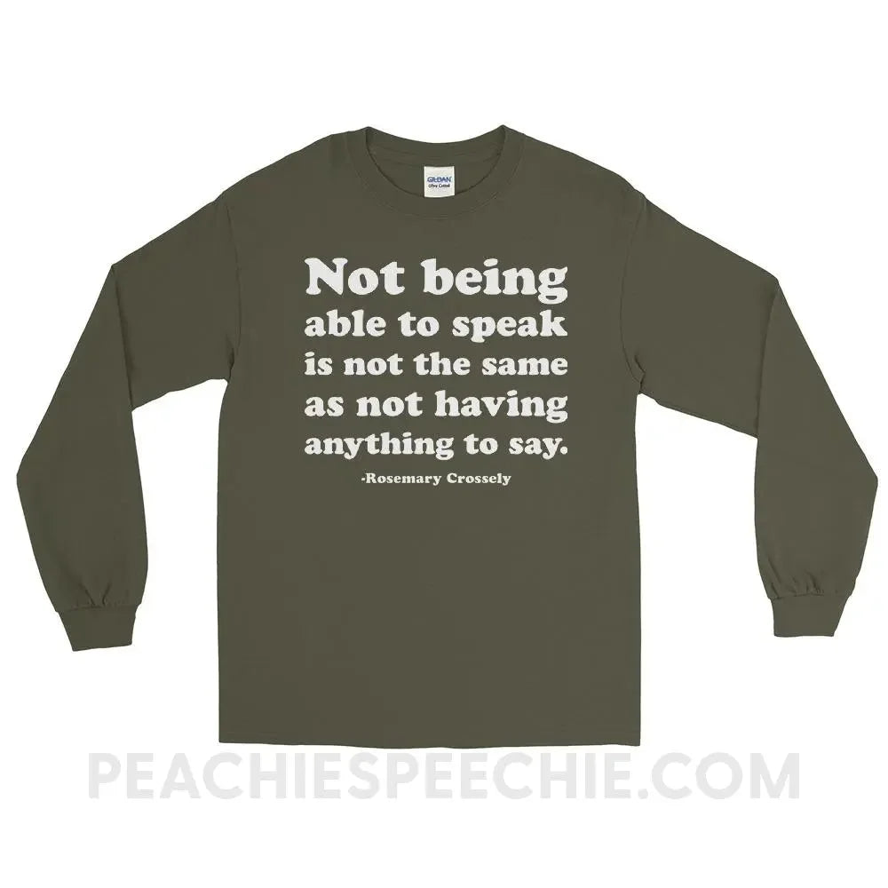 Crossely Quote Long Sleeve Tee - Military Green / S - T-Shirts & Tops peachiespeechie.com
